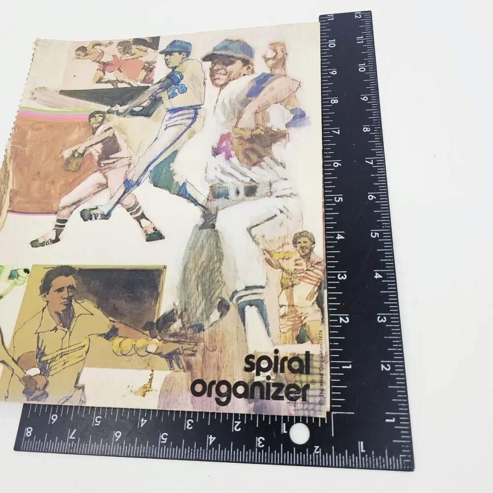 Vintage 1970's Mead Sports Spiral Organizer Notebook Folder Baseball Football
